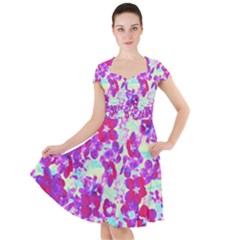 Spring Flowers Garden Cap Sleeve Midi Dress by DinkovaArt