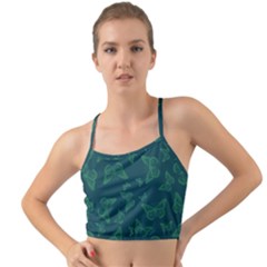 Midnight Green Butterflies Pattern Mini Tank Bikini Top by SpinnyChairDesigns