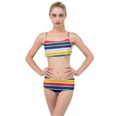 Horizontal Colored Stripes Layered Top Bikini Set by tmsartbazaar