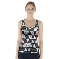 Black And White Triangles Pattern Racer Back Sports Top by SpinnyChairDesigns