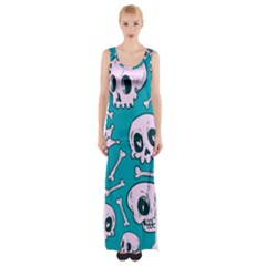 Skull Thigh Split Maxi Dress by Sobalvarro