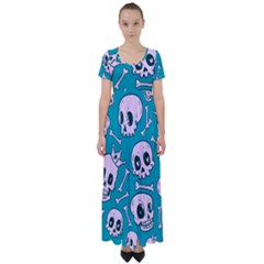 Skull High Waist Short Sleeve Maxi Dress by Sobalvarro