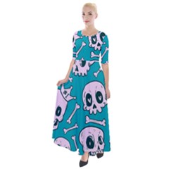 Skull Half Sleeves Maxi Dress by Sobalvarro