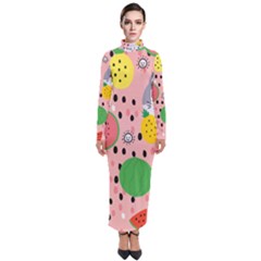 Cats And Fruits  Turtleneck Maxi Dress by Sobalvarro