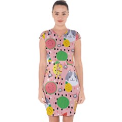 Cats And Fruits  Capsleeve Drawstring Dress  by Sobalvarro