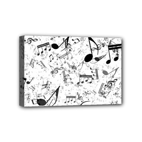 Black And White Music Notes Mini Canvas 6  X 4  (stretched) by SpinnyChairDesigns
