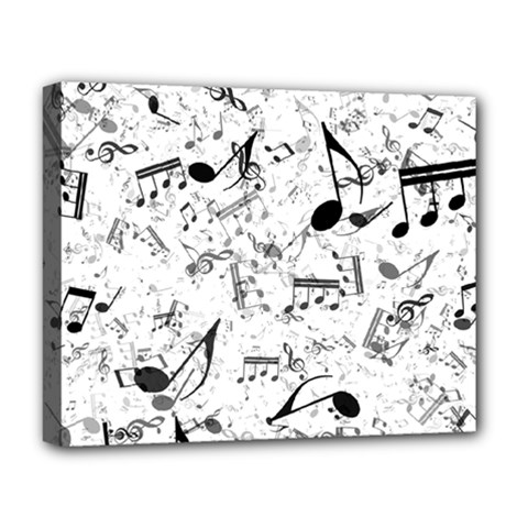 Black And White Music Notes Deluxe Canvas 20  X 16  (stretched) by SpinnyChairDesigns