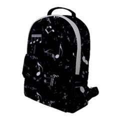 Black And White Music Notes Flap Pocket Backpack (large) by SpinnyChairDesigns