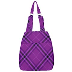 Purple And Black Plaid Center Zip Backpack by SpinnyChairDesigns