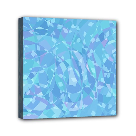 Light Blue Abstract Mosaic Art Color Mini Canvas 6  X 6  (stretched) by SpinnyChairDesigns