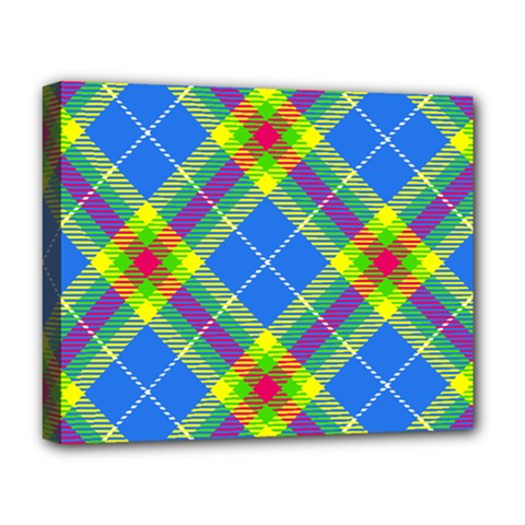 Clown Costume Plaid Striped Deluxe Canvas 20  X 16  (stretched) by SpinnyChairDesigns