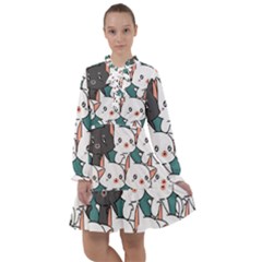 Seamless-cute-cat-pattern-vector All Frills Chiffon Dress by Sobalvarro