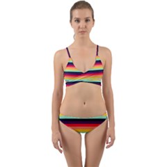 Contrast Rainbow Stripes Wrap Around Bikini Set by tmsartbazaar