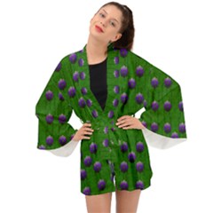 Power To The Big Flowers Festive Long Sleeve Kimono by pepitasart