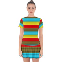 Multicolor With Black Lines Drop Hem Mini Chiffon Dress by tmsartbazaar