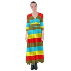 Multicolor With Black Lines Button Up Maxi Dress by tmsartbazaar