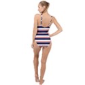 Red With Blue Stripes High Neck One Piece Swimsuit View2