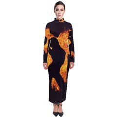 Shadow Heart Love Flame Girl Sexy Pose Turtleneck Maxi Dress by HermanTelo