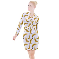 Banana Fruit Yellow Summer Button Long Sleeve Dress by Mariart