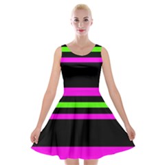 Disco Stripes Velvet Skater Dress by tmsartbazaar