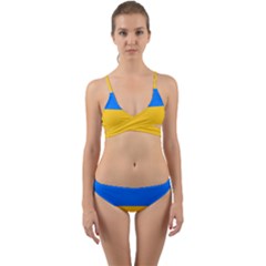 Bright Yellow With Blue Wrap Around Bikini Set by tmsartbazaar