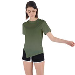 Army Green Color Ombre Asymmetrical Short Sleeve Sports Tee by SpinnyChairDesigns