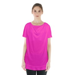 Neon Pink Color Skirt Hem Sports Top by SpinnyChairDesigns