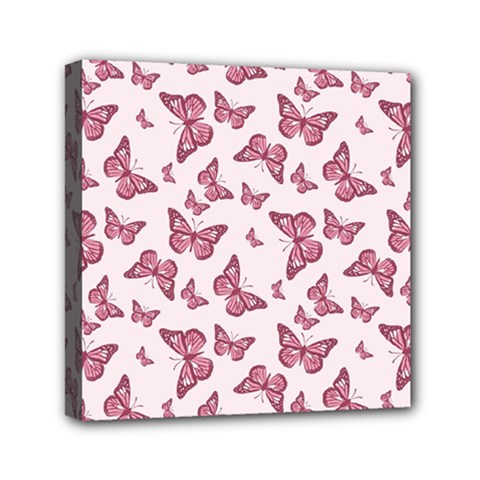 Blush Pink Color Butterflies Mini Canvas 6  X 6  (stretched) by SpinnyChairDesigns