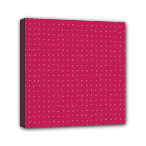 Rose Pink Color Polka Dots Mini Canvas 6  X 6  (stretched) by SpinnyChairDesigns