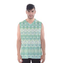 Boho Biscay Green Pattern Men s Basketball Tank Top by SpinnyChairDesigns