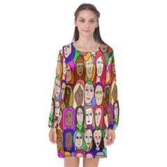 432sisters Long Sleeve Chiffon Shift Dress  by Kritter