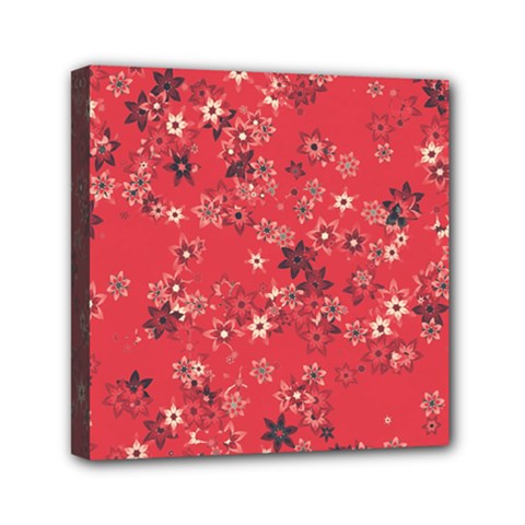 Red Wildflower Floral Print Mini Canvas 6  X 6  (stretched) by SpinnyChairDesigns