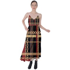 Red Black Checks Tie Back Maxi Dress by designsbymallika