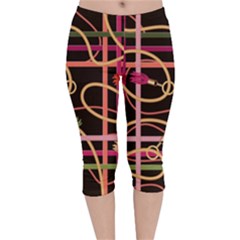 Checks Chain Pattern Velvet Capri Leggings  by designsbymallika