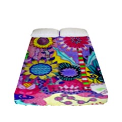 Double Sunflower Abstract Fitted Sheet (full/ Double Size) by okhismakingart