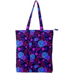 Backgroung Rose Purple Wallpaper Double Zip Up Tote Bag by HermanTelo