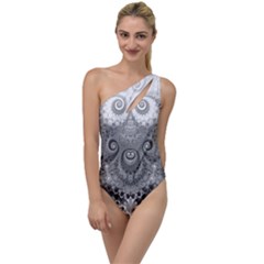 Black And White Spirals To One Side Swimsuit by SpinnyChairDesigns