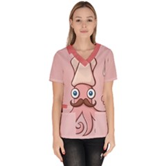 Squid Chef Cartoon Women s V-neck Scrub Top by sifis