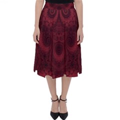 Burgundy Wine Swirls Classic Midi Skirt by SpinnyChairDesigns