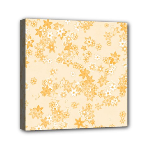 Yellow Flowers Floral Print Mini Canvas 6  X 6  (stretched) by SpinnyChairDesigns