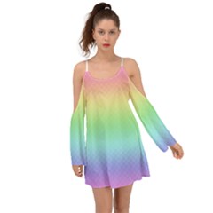 Pastel Rainbow Diamond Pattern Kimono Sleeves Boho Dress by SpinnyChairDesigns