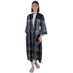 Black Punk Plaid Maxi Satin Kimono by SpinnyChairDesigns