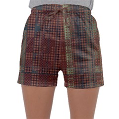 Rust Brown Grunge Plaid Sleepwear Shorts by SpinnyChairDesigns