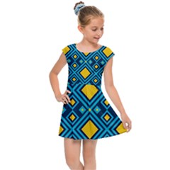 Geometric Abstract Diamond Kids  Cap Sleeve Dress by tmsartbazaar