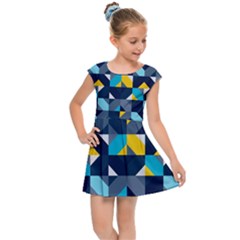 Geometric Hypnotic Shapes Kids  Cap Sleeve Dress by tmsartbazaar