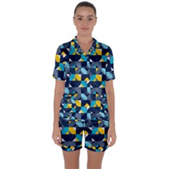 Geometric Hypnotic Shapes Satin Short Sleeve Pyjamas Set by tmsartbazaar