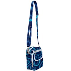 Blue Wavy Shoulder Strap Belt Bag by Sabelacarlos