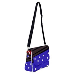 Mixed Polka Dots And Lines Pattern, Blue, Red, Brown Shoulder Bag With Back Zipper by Casemiro