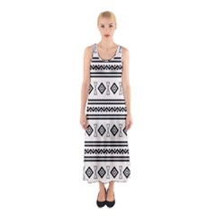 Black And White Aztec Sleeveless Maxi Dress by tmsartbazaar