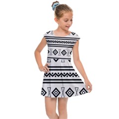 Black And White Aztec Kids  Cap Sleeve Dress by tmsartbazaar